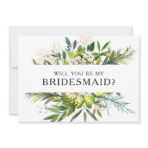 Elegant Olive Greenery Bridesmaid Frieri kort