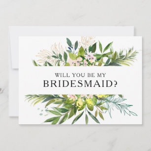 Elegant Olive Greenery Bridesmaid Frieri kort