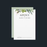 Elegant Olive Greenery Bröllop Advice Card Rådkort<br><div class="desc">Den här eleganten är ett rådgivningskort för olivgrey bröllop är perfekten för er moderna sommarboho bröllop. Det är designat med grönt och löv av sage-färgad,  beröring av botaniskt guld och enkel typografi av svart vintage. Alla dessa inslag kombineras för en vacker bohemisk känsla.</div>