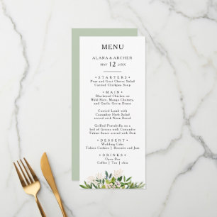 Elegant Olive Greenery Bröllop Dinner Menu Meny