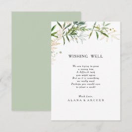 Elegant Olive Greenery Bröllop Wishing-brunnskort Tilläggskort
