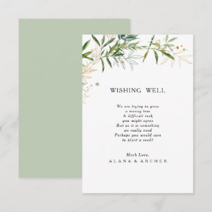 Elegant Olive Greenery Bröllop Wishing-brunnskort Tilläggskort