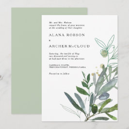 Elegant Olive Greenery bröllopsinbjudan Inbjudningar