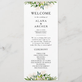 Elegant Olive Greenery Bröllopsprogram Program