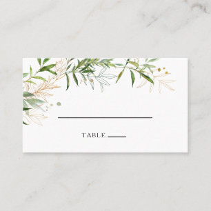 Elegant Olive Greenery Flat Bröllop Place Card Placeringskort