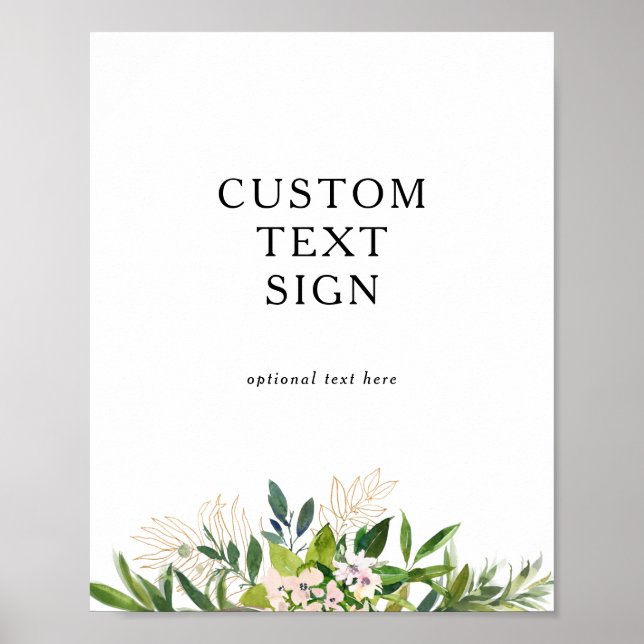 Elegant Olive Greenery-kort och present anpassad s Poster (Framsidan)