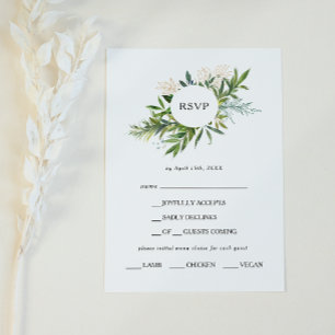 Elegant Olive Greenery Menu Choice OSA kort