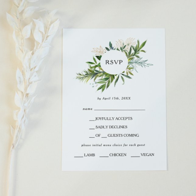 Elegant Olive Greenery Menu Choice OSA kort (Skapare uppladdad)