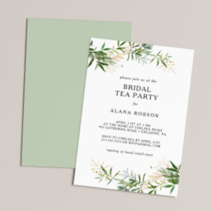 Elegant Olive Greenery Möhippa Tea Party-inbjudan Inbjudningar
