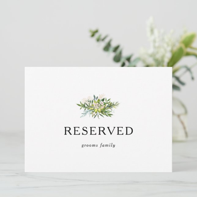 Elegant Olive Greenery Reserved Sign (Stående Fram)
