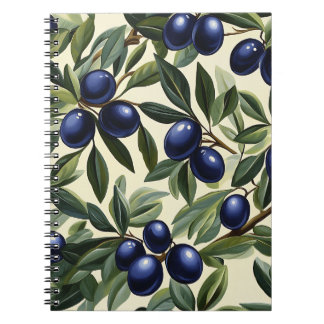 Elegant Olive Gren Mönster med djupblå oliver Anteckningsbok