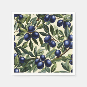 Elegant Olive Gren Mönster med djupblå oliver Pappersservett