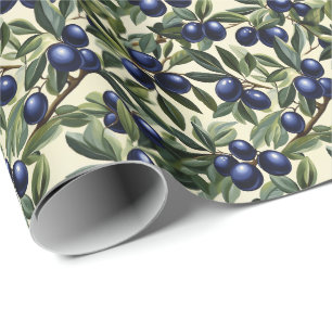 Elegant Olive Gren Mönster med djupblå oliver Presentpapper