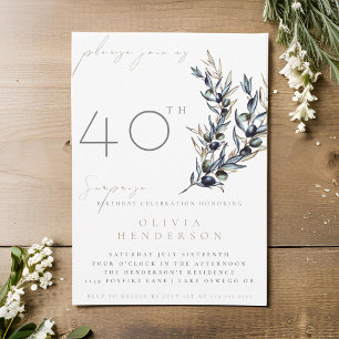 Elegant Olive Gren Surprise Birthday-inbjudan