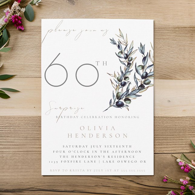 Elegant Olive Gren Surprise Birthday-inbjudan (Skapare uppladdad)
