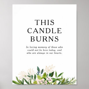 Elegant Olive Grey Candle Burns Bröllop Poster