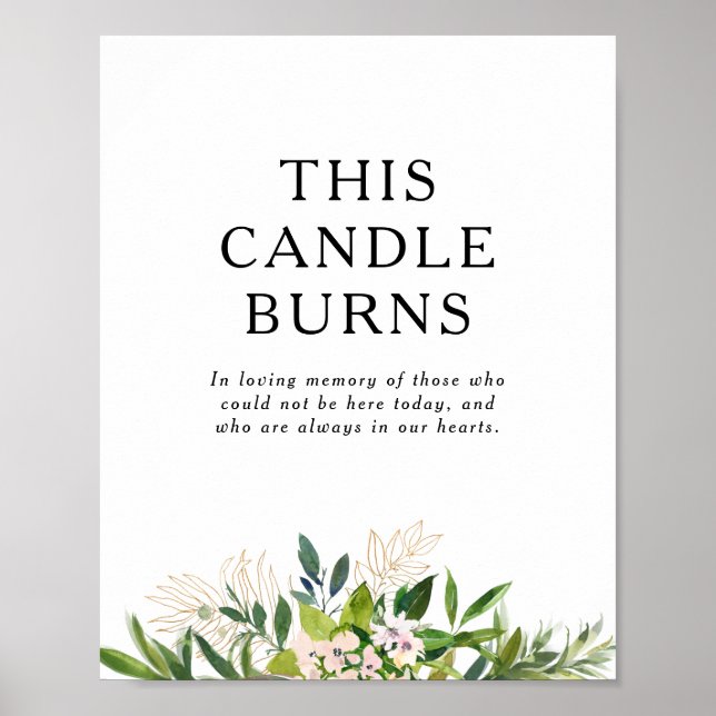 Elegant Olive Grey Candle Burns Bröllop Poster (Framsidan)