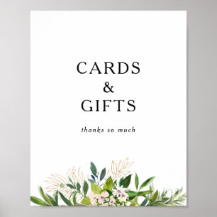 Elegant Olive Grey Cards and Gfts Sign Poster