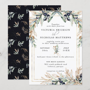 Elegant Olive Grove Botanisk inbjudan till Boho