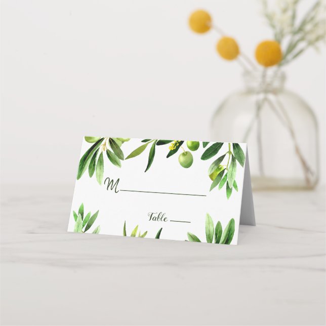 Elegant Olive Löv Boho Garden Place Card Placeringskort (Framsida)