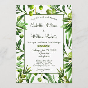 Elegant Olive Löv Boho Garden Wedding Inbjudningar