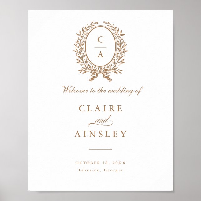 Elegant Olive Löv WANDERS Vintage Välkomsttecken Poster (Framsidan)