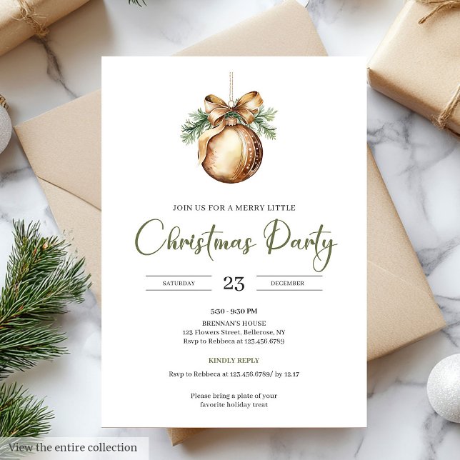 Elegant Olive Nordic Natural Palette Modern Xmas Inbjudningar (Elegant Olive Nordic Natural Palette Modern Christmas Party)