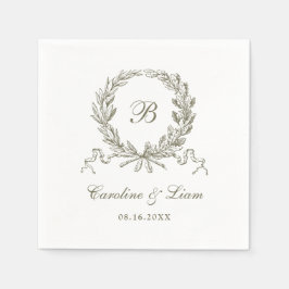 Elegant Olive Oak WAN Vintage bröllop Monogram Pappersservett
