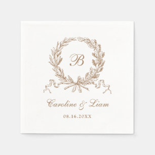 Elegant Olive Oak WAN Vintage bröllop Monogram Pappersservett