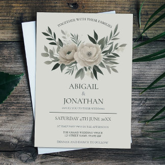 Elegant Olive och Sage Grönt Blommigt Bröllop Inbjudningar