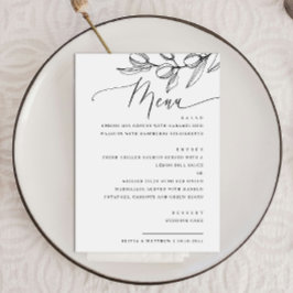 Elegant Olive Script Bröllop | Italienska botanisk Meny