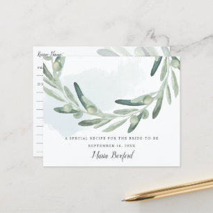 Elegant Olive Sprig Möhippa Rececipe-kort