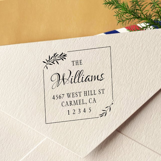 Elegant Olive Square, Returadress Självfärgande Stämpel (Skapare uppladdad)