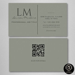 Elegant Olive Taupe QR Code Business Card Visitkort