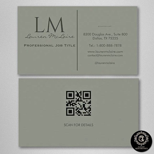 Elegant Olive Taupe QR Code Business Card Visitkort (Skapare uppladdad)