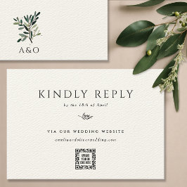 Elegant Olive Träd Gren minimalistisk Bröllop OSA Kort