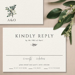 Elegant Olive Träd Gren minimalistisk Bröllop OSA Kort