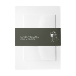 Elegant Olive wood Grönt Bröllop Band För Inbjudningskort