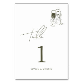 Elegant Olive wood Grönt Bröllop Bordsnummer