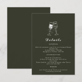 Elegant Olive wood Grönt Bröllop Information Card OSA Kort