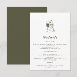 Elegant Olive wood Grönt Bröllop Information Card OSA Kort