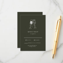 Elegant Olive wood Grönt Bröllop OSA Card
