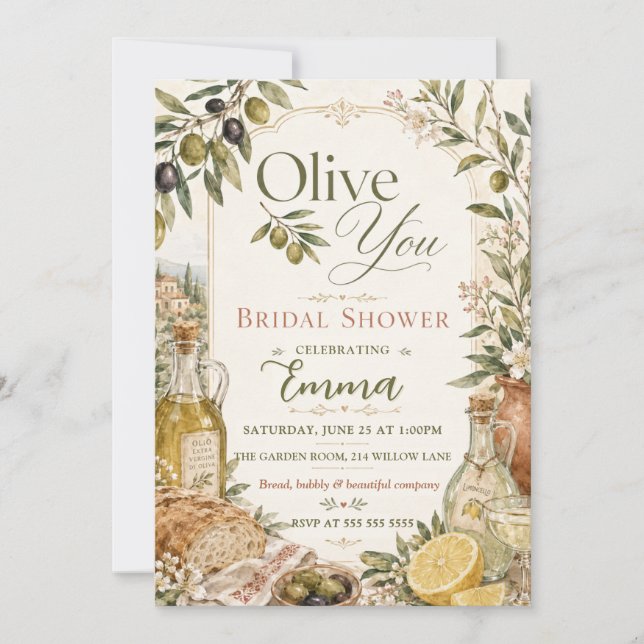 Elegant Olive You Bröllopsfest Inbjudningar (Framsida)