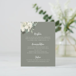 Elegant Olivgrön Blommig Bröllopsinkluderingskort Tilläggskort
