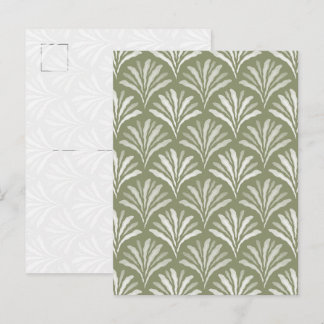 Elegant Olivgrön Blommig Scallop Konst Julkort Vykort