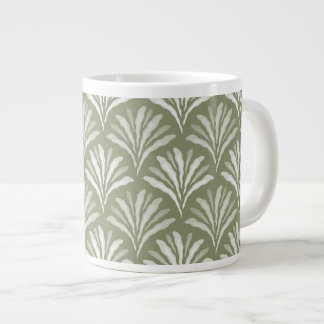 Elegant Olivgrön Blommig Scallop Konst Jumbo Mugg