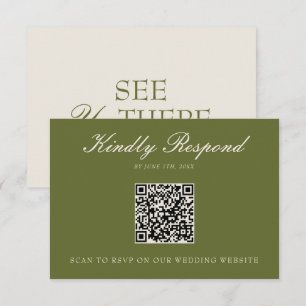Elegant Olivgrön Gammal Peng QR-kod Bröllop OSA Kort
