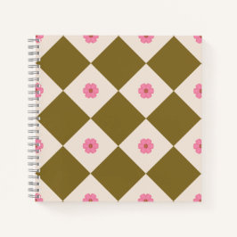 Elegant Olivgrön & Krämfärgad Geometrisk Antecknin