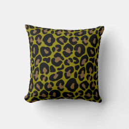 Elegant olivgrön och svart leopardtryck kudde