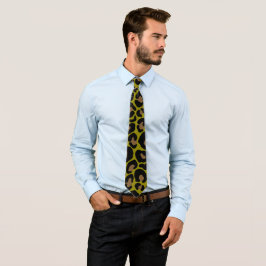 Elegant olivgrön och svart leopardtryck slips